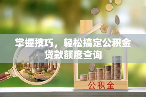 东洲掌握技巧，轻松搞定公积金贷款额度查询